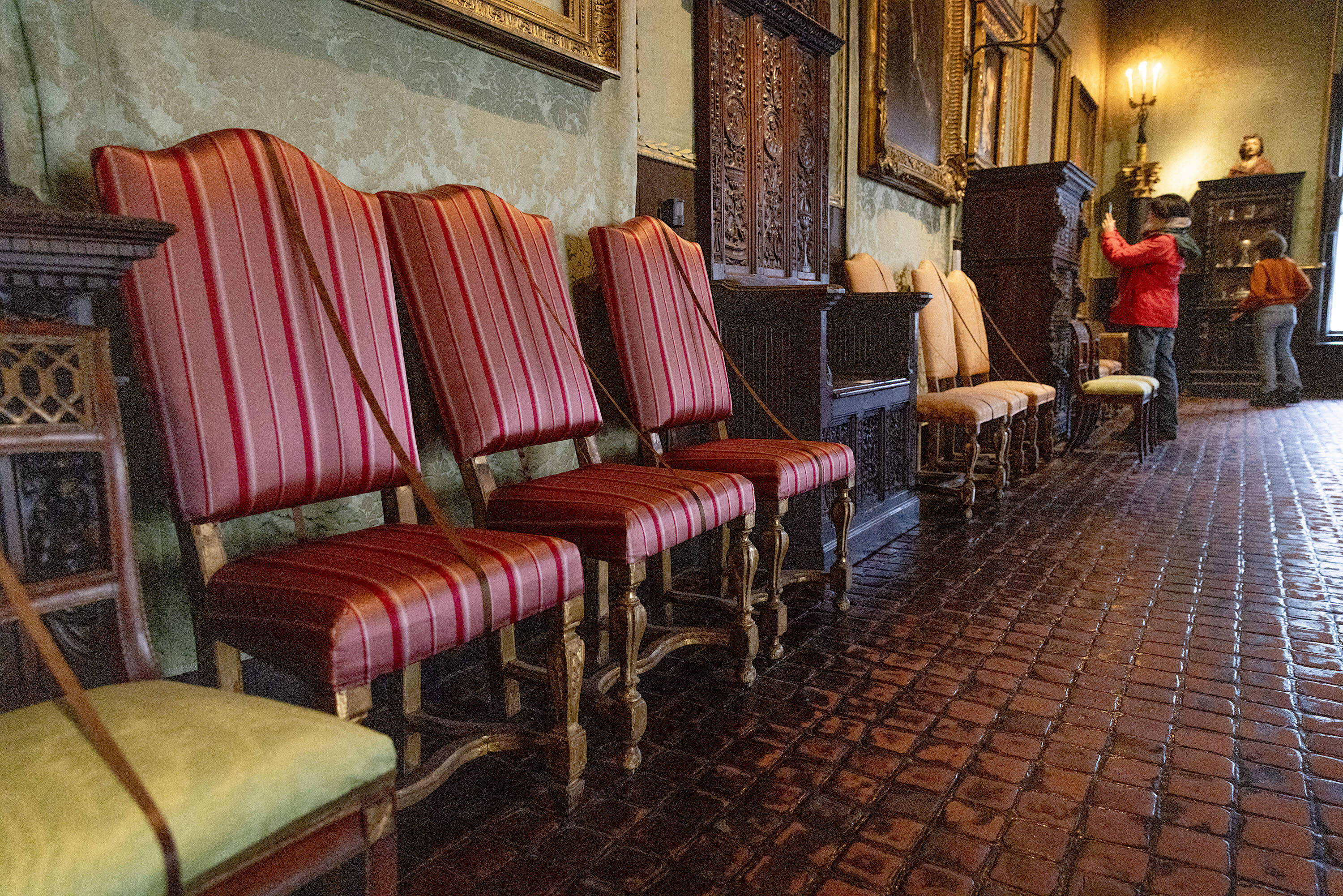 Newly restored chairs back in the Dutch Room. (Robin Lubbock/WBUR)