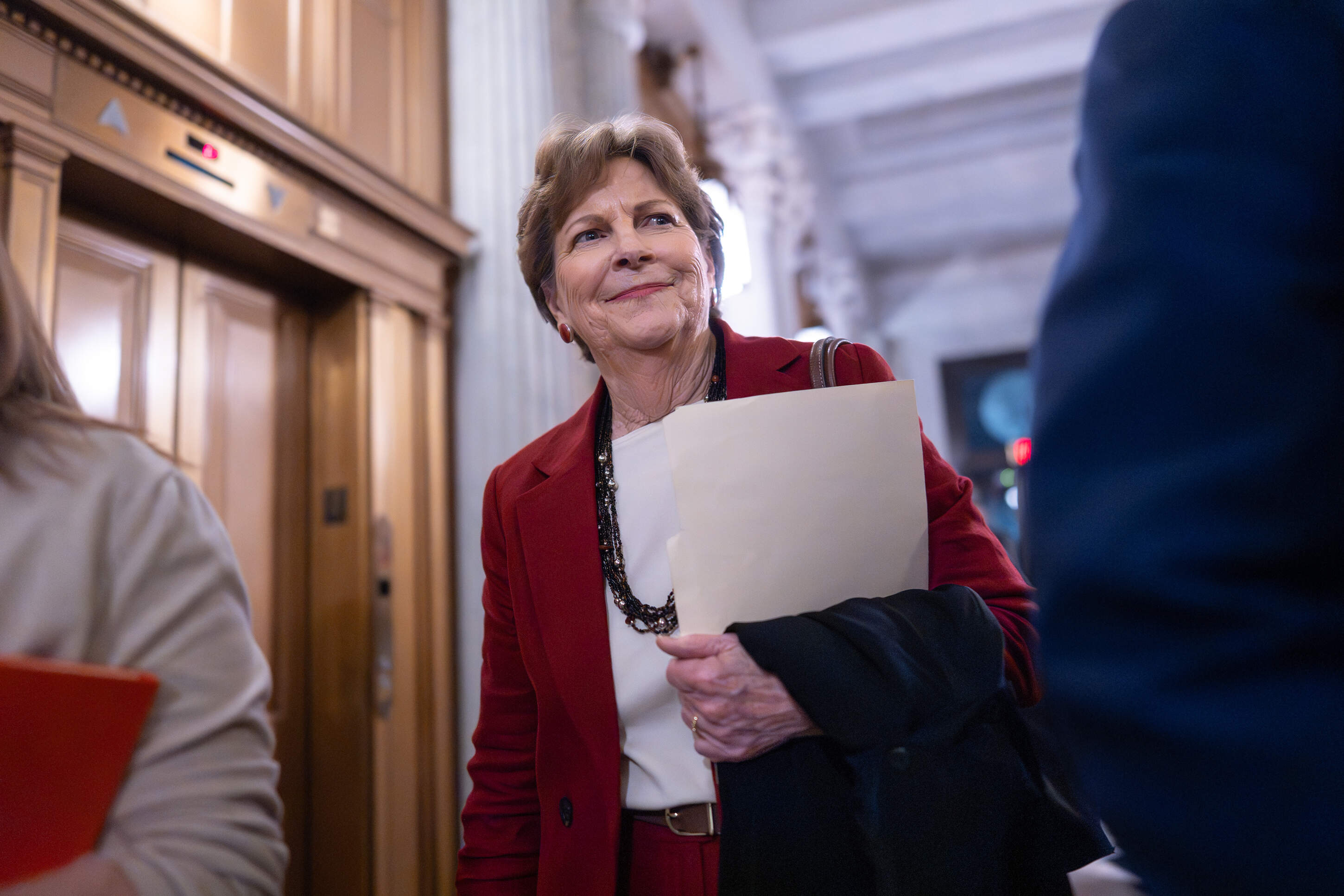 Sen. Jeanne Shaheen, D-N.H., arrives at the chamber as the Senate works to bring the longest government shutdown in U.S. history to an end after a bipartisan compromise, at the Capitol in Washington, Monday, Nov. 10, 2025. (J. Scott Applewhite/AP)