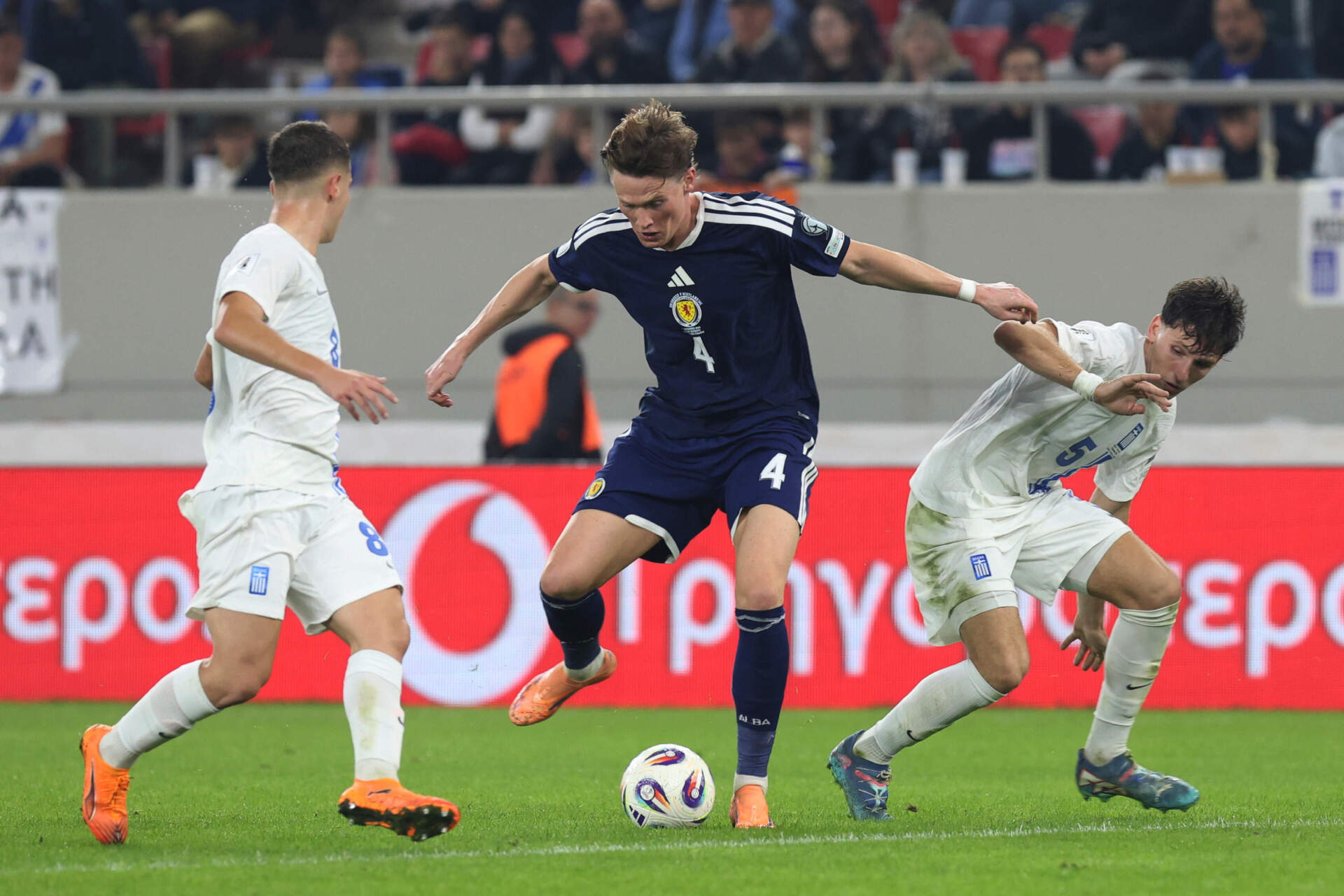 Scotland's Scott McTominay attempts to score during a World Cup qualifying match. (Yorgos Karahalis/AP)