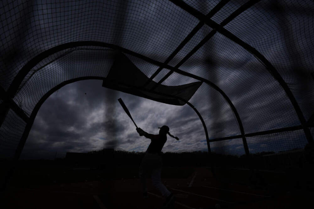 A player hits during a Women's Pro Baseball League practice in Fort Myers, Fla. (Rebecca Blackwell/AP)