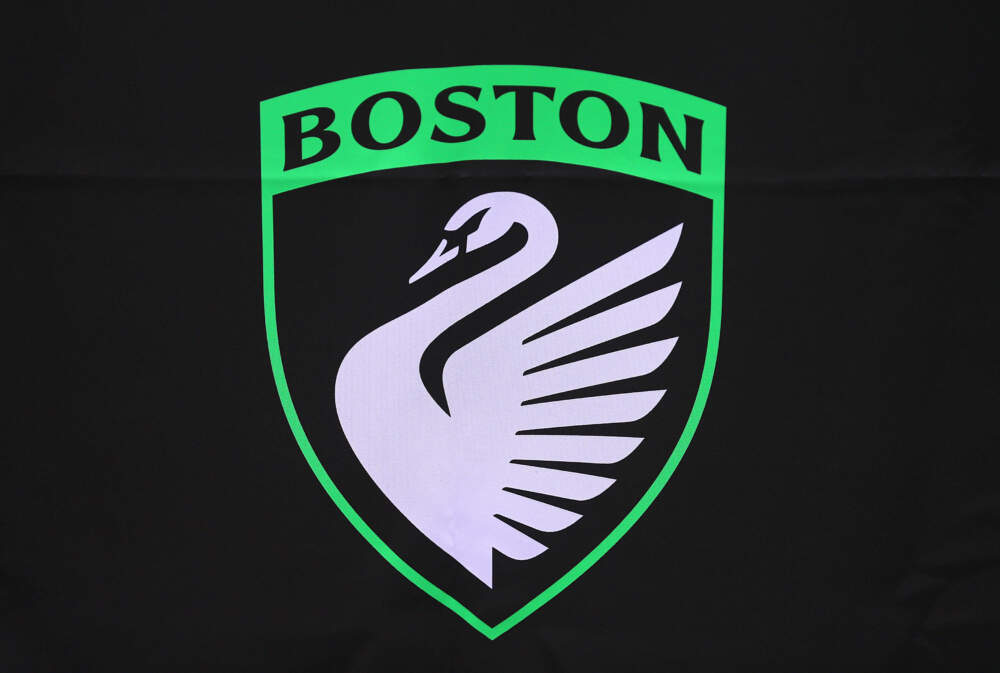 The Boston Legacy FC team crest is unveiled on June 7, 2025. (John Tlumacki/The Boston Globe via Getty Images)