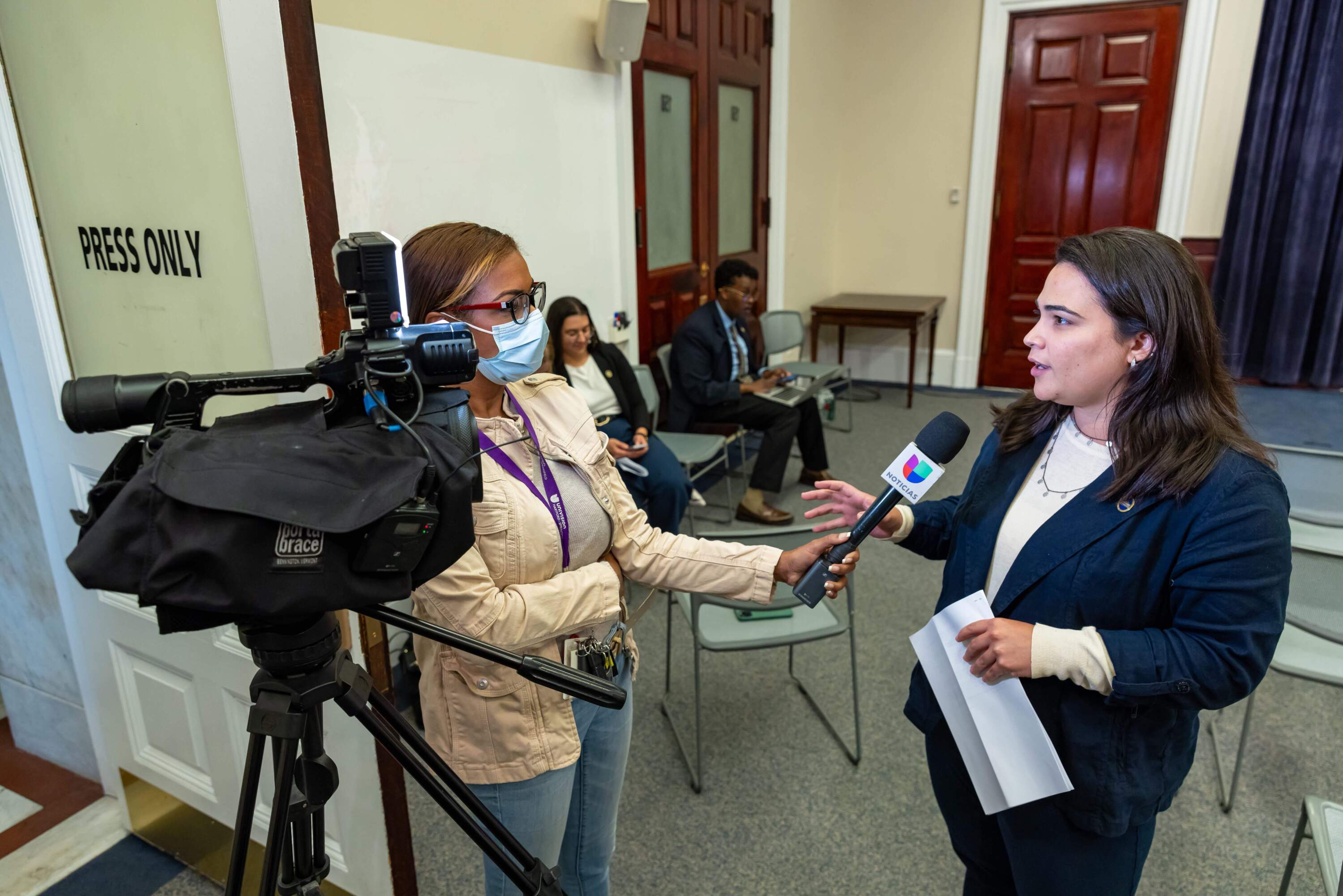 Valentina Amaro Bowser speaks to a news organization in this undated photo. (Courtesy Josh Qualls/Governor's Office)