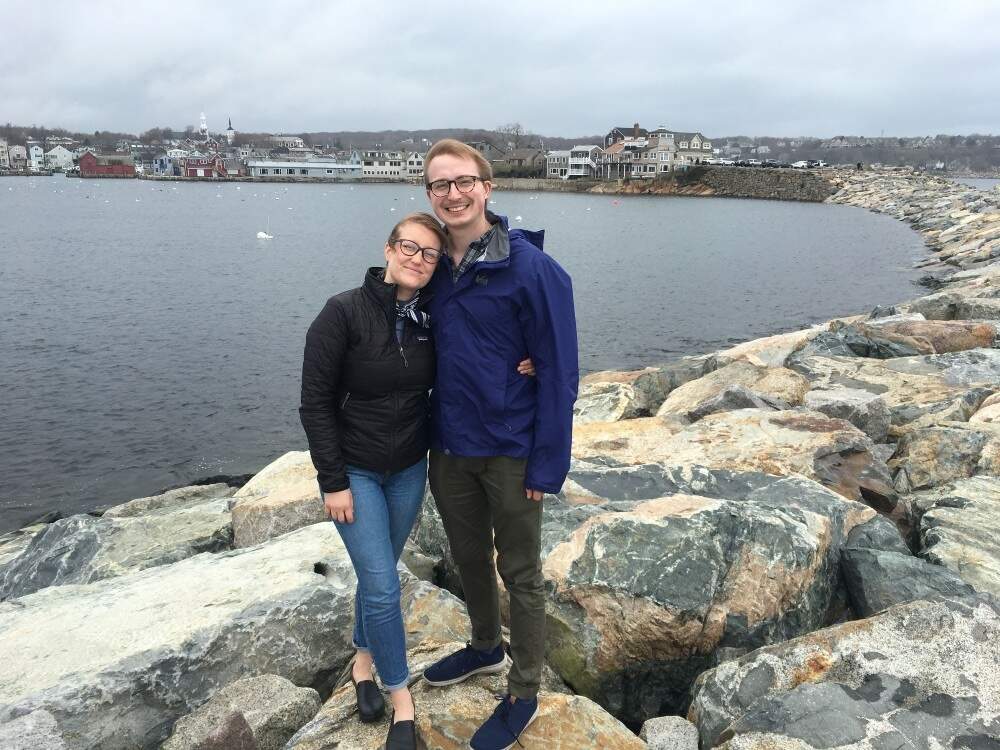The author and her husband, Quinn, in Rockport, MA, near the end of her cancer treatment. (Courtesy Madison Chapman) 