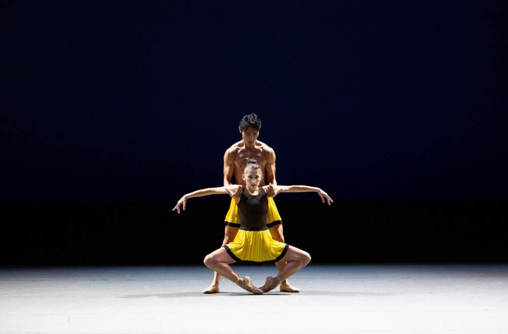 Taylor Naturkas and Shimon Ito in William Forsythe's "Herman Schmerman" duet by Alexander Iziliaev. (Courtesy Miami City Ballet)