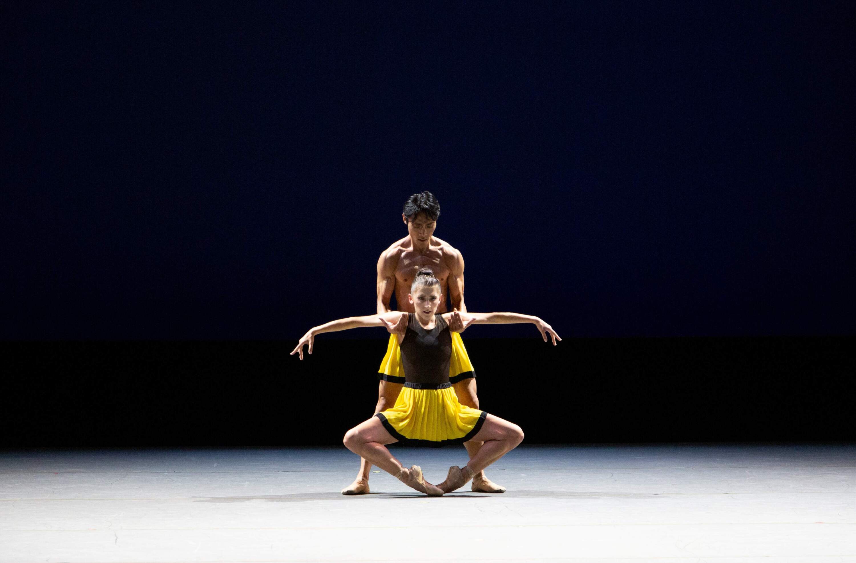 Taylor Naturkas and Shimon Ito in William Forsythe's "Herman Schmerman" duet by Alexander Iziliaev. (Courtesy Miami City Ballet)