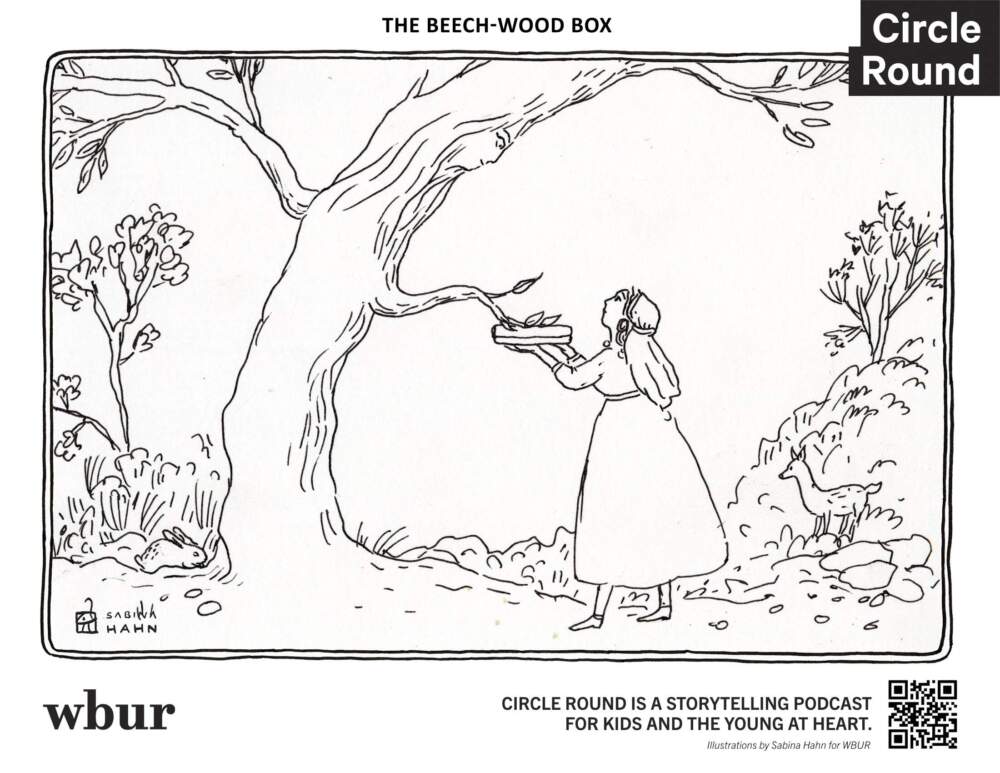 A woman and a beech tree. (Sabina Hahn for WBUR)
