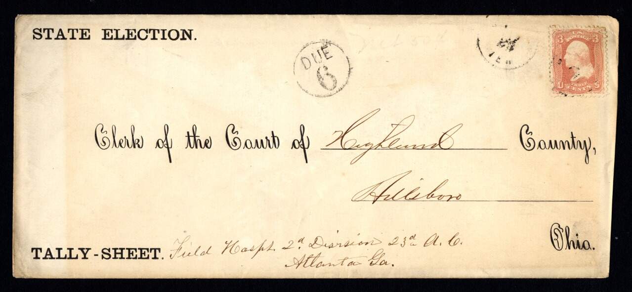 A mail in voting ballot from the Civil War. (Courtesy of the Smithsonian Institution)