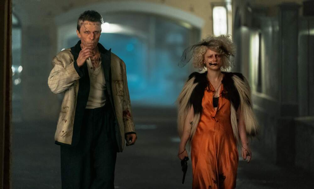 From left, Christian Bale and Jessie Buckley in "The Bride!" (Courtesy Niko Tavernise/Warner Bros. Pictures)