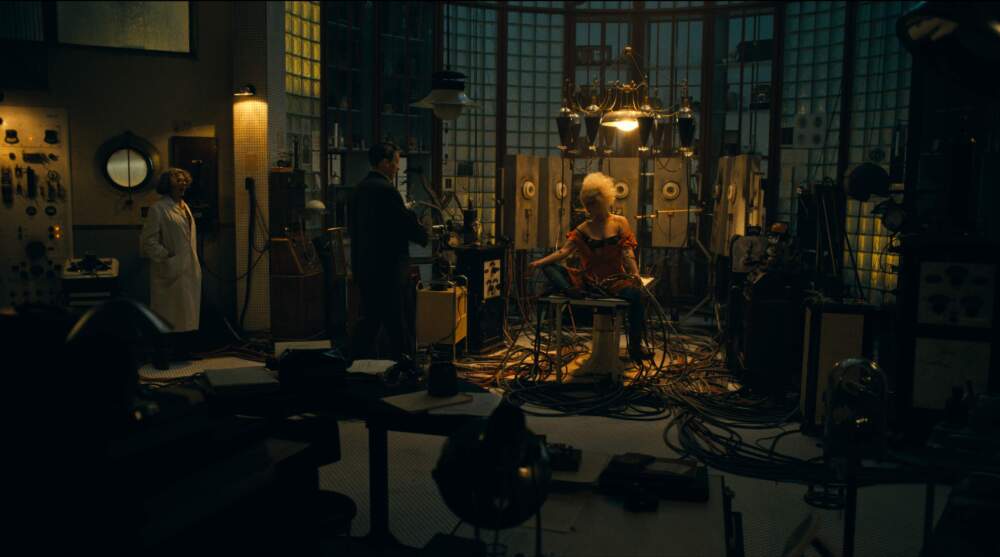 From left: Annette Bening, Christian Bale and Jessie Buckley in "The Bride!" (Courtesy Warner Bros. Pictures)