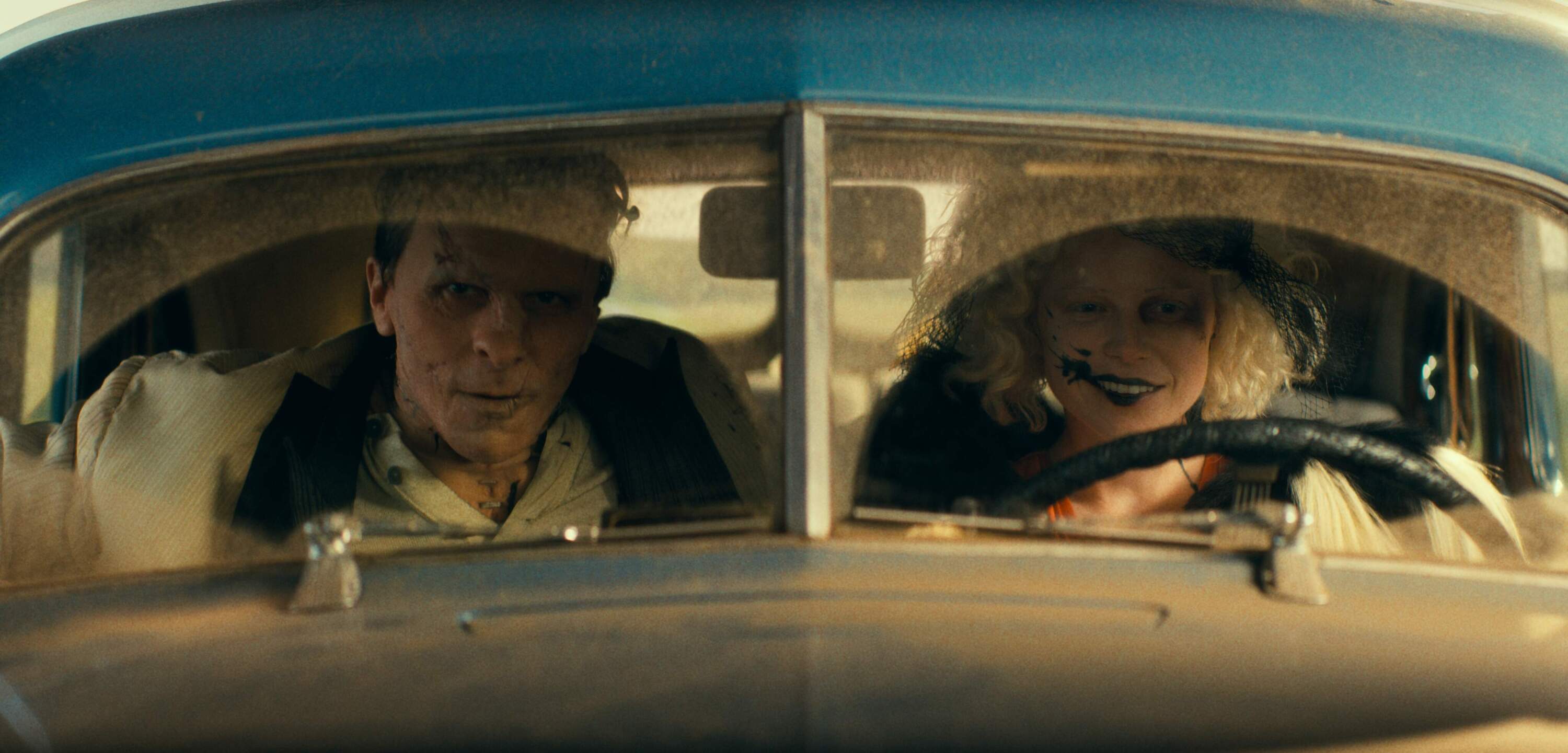 From left, Christian Bale and Jessie Buckley in writer-director Maggie Gyllenhaal's "The Bride!" (Courtesy Warner Bros. Pictures)