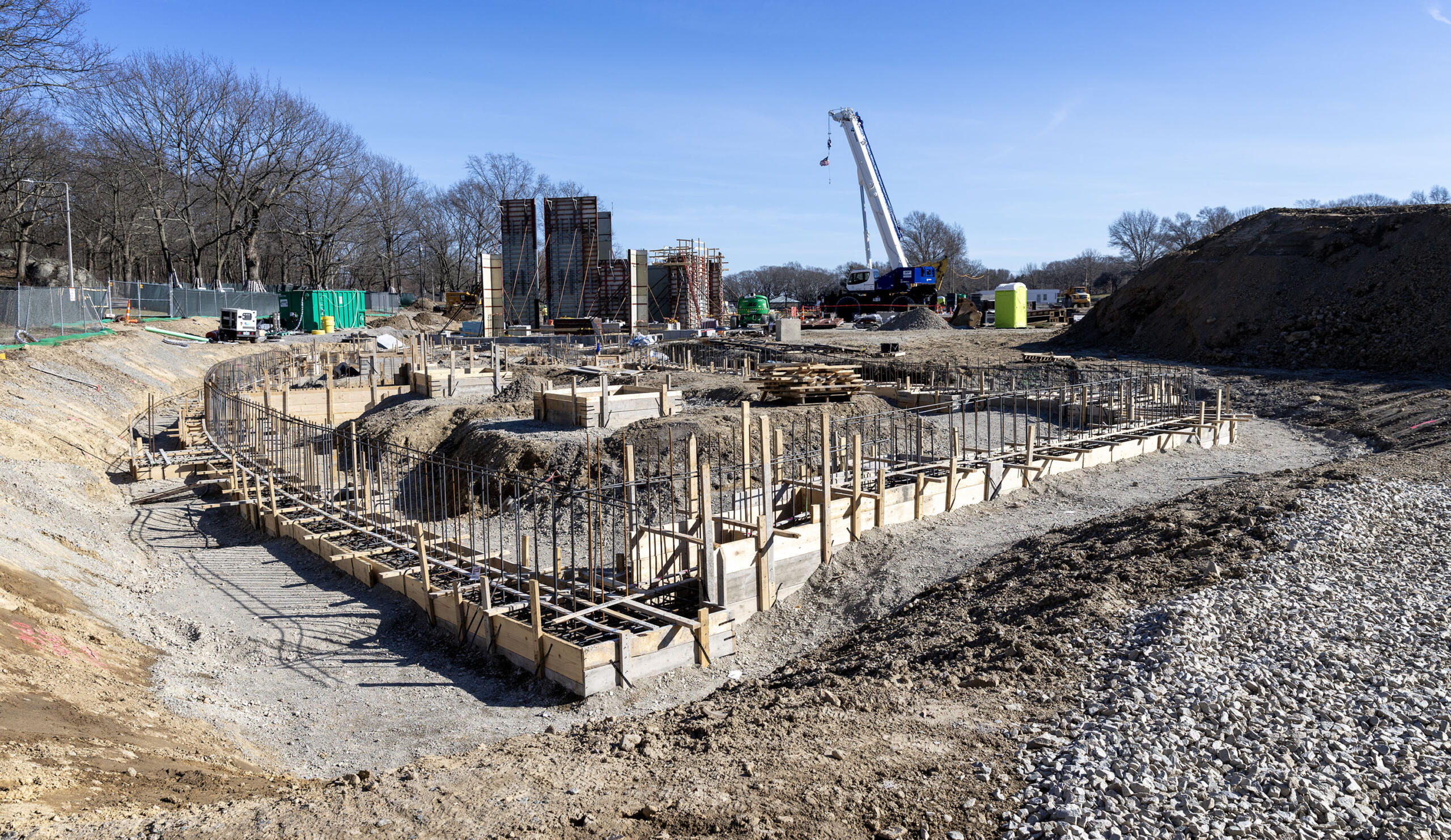 Construction on the east grandstand of the new White Stadium. (Robin Lubbock/WBUR)