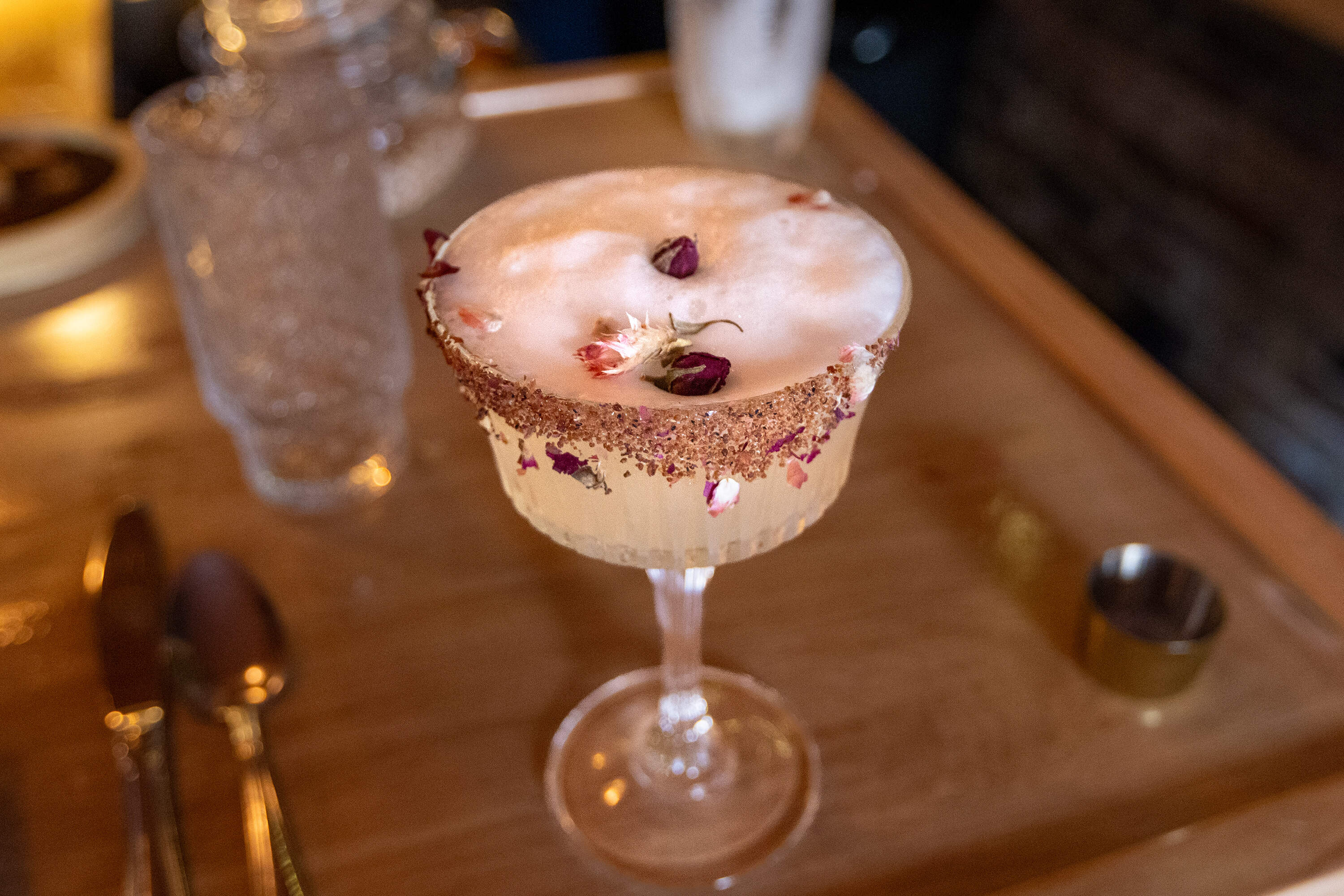 The Abstinence in Bloom craft cocktail at Beyond Proof. (Jesse Costa/WBUR)