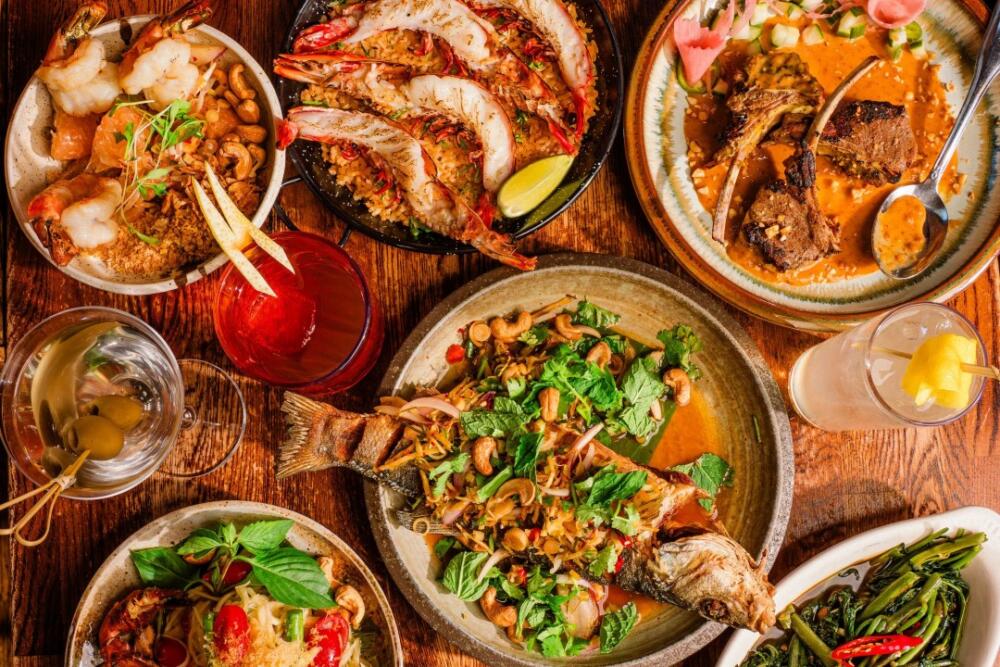 Dishes from Mahaniyom, which was awarded Michelin’s Bib Gourmand and Northeast Cities Exceptional Cocktails Award. It was the only restaurant in Boston to receive two distinctions in 2025.