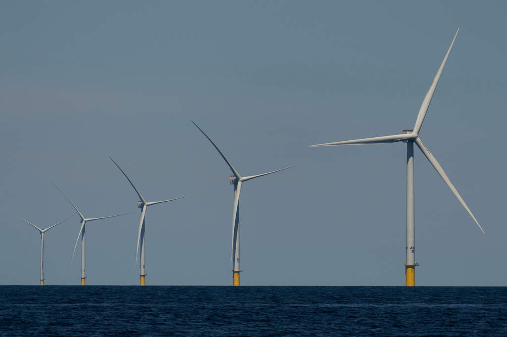 FILE - Wind turbines operate at Vineyard Wind 1 offshore wind farm off the coast of Massachusetts, July 19, 2025. (AP Photo/Carolyn Kaster, File)