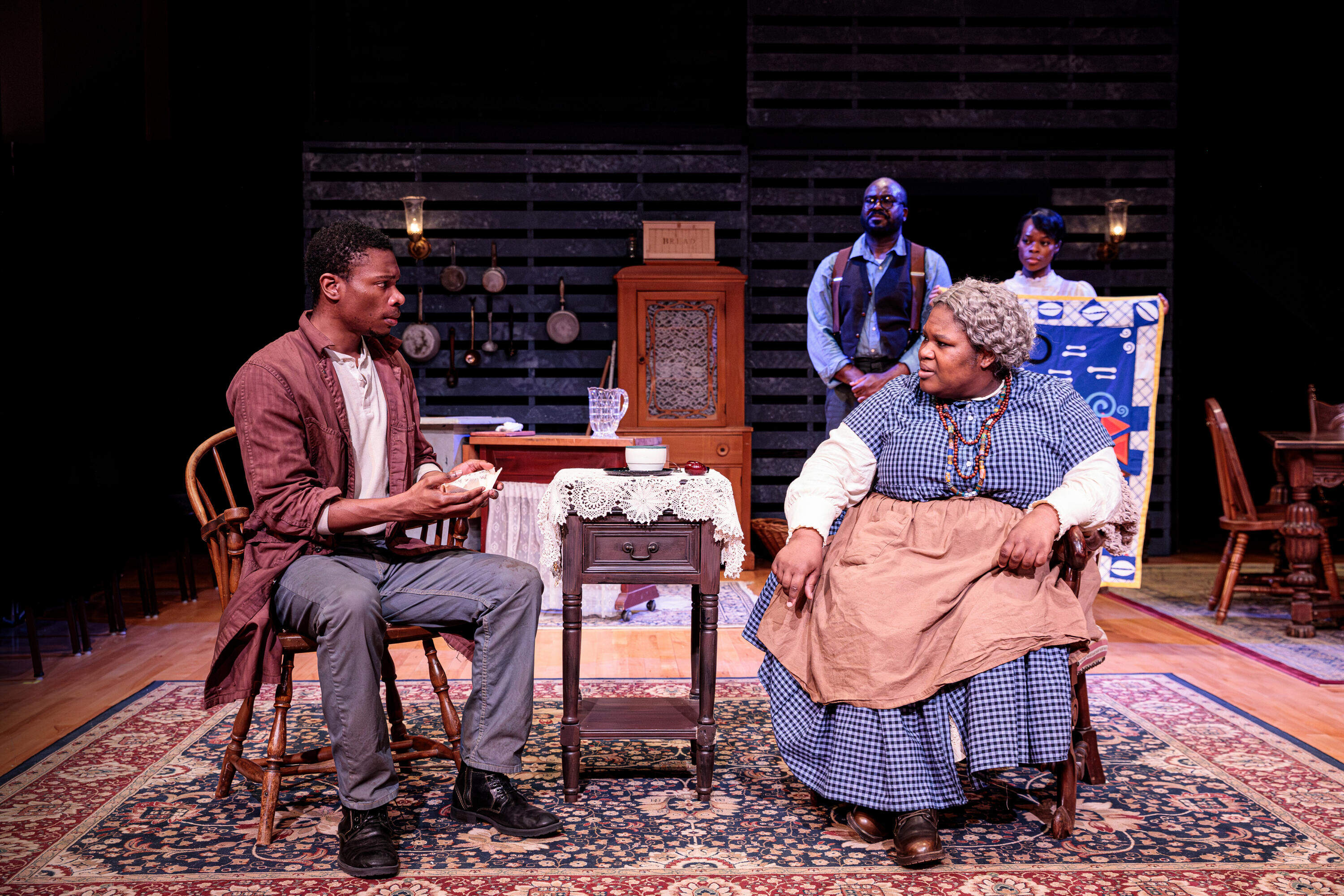 Joshua Lee Robinson and Regine Vital with Dereks Thomas and MarHadoo Effeh in Actors’ Shakespeare Project’s production of August Wilson’s "Gem of the Ocean." (Courtesy Benjamin Rose Photography)