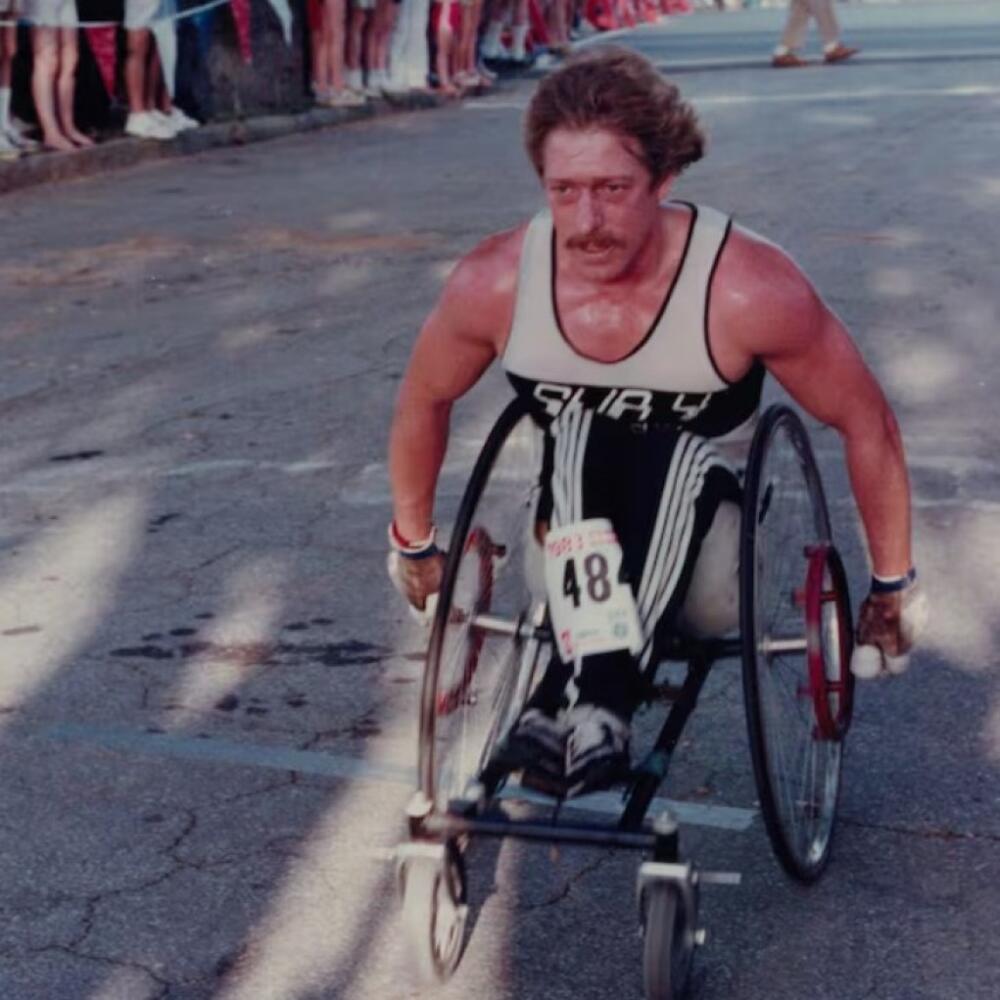 Bob Hall, racing hard. (Courtesy Bob Hall Legacy Fund)
