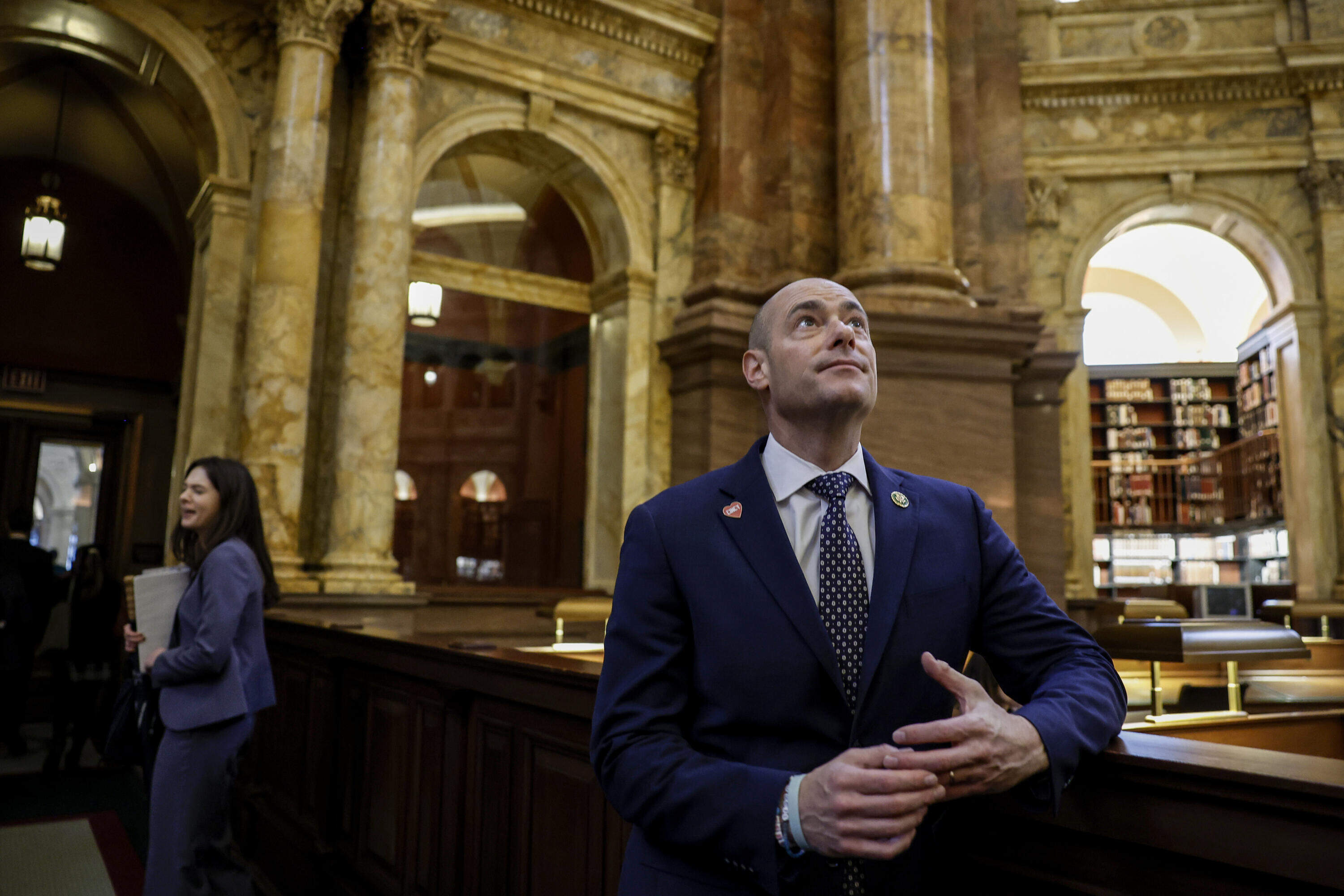 Rep. Greg Landsman (D-OH) looks up inside the reading room in the Library of Congress during a tour for the freshman Democrats in the 118th Congress on January 31, 2023 in Washington, DC. Rep. (Anna Moneymaker/Getty Images)