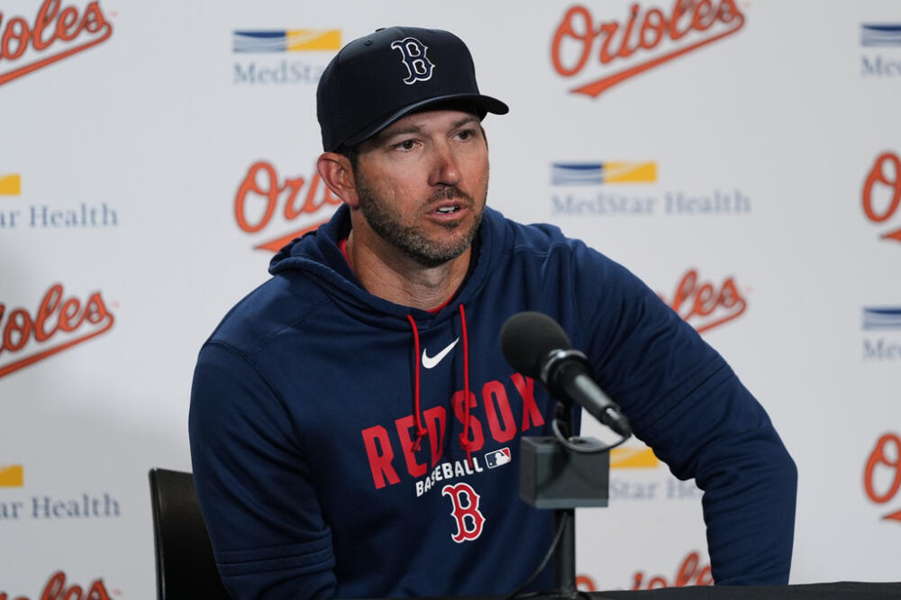 Boston Red Sox interim manager Chad Tracy speaks during a press conference, Sunday, April 26, 2026, in Baltimore. (Stephanie Scarbrough/AP)