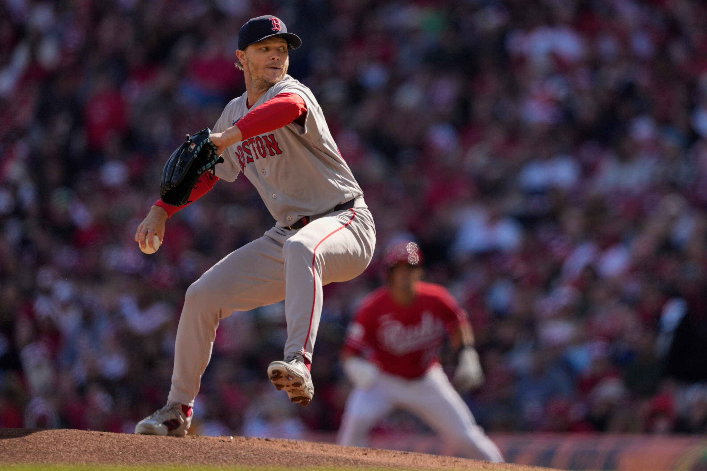 Boston Red Sox pitcher Sonny Gray throws during the first inning of a game against the Cincinnati Reds last weekend in Cincinnati.