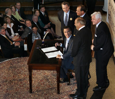 Mitt Romney returns to Massachusetts to mark the 20th anniversary of landmark health reform law