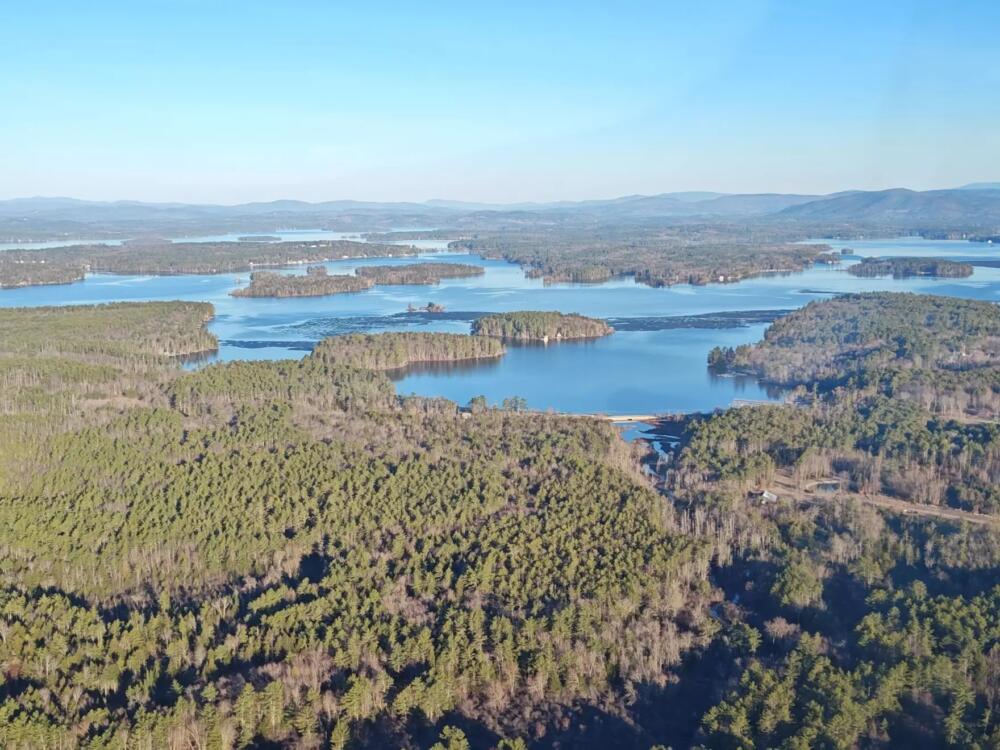 Emerson Aviation declared "ice out" on Lake Winnpesaukee on April 12, 2026. (Courtesy of Emerson Aviation via NHPR)