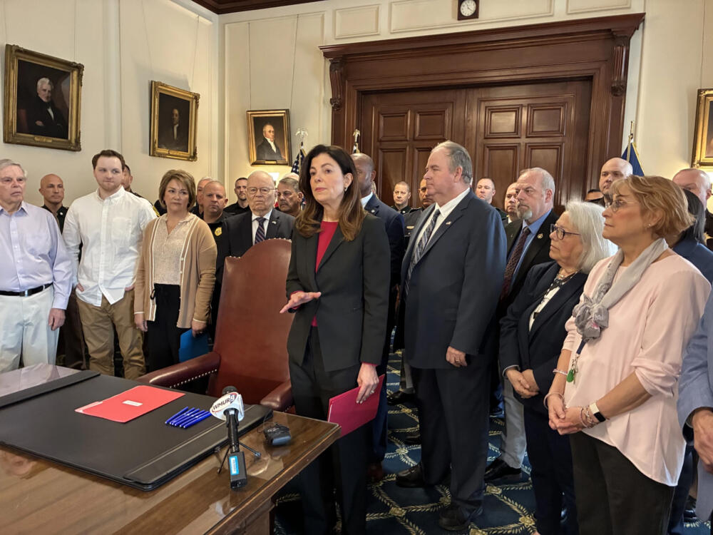 Gov. Kelly Ayotte signed a bill into law on April 20 to extend how long drivers' licenses can be suspended if they refuse to take an alcohol breath test when pulled over for suspected drunken driving. (Josh Rogers/NHPR)
