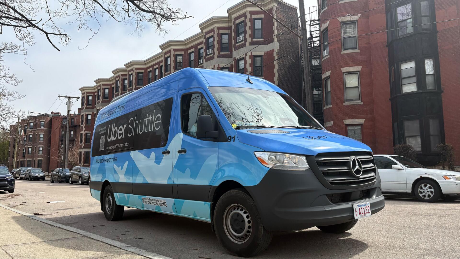 An Uber airport shuttle. 