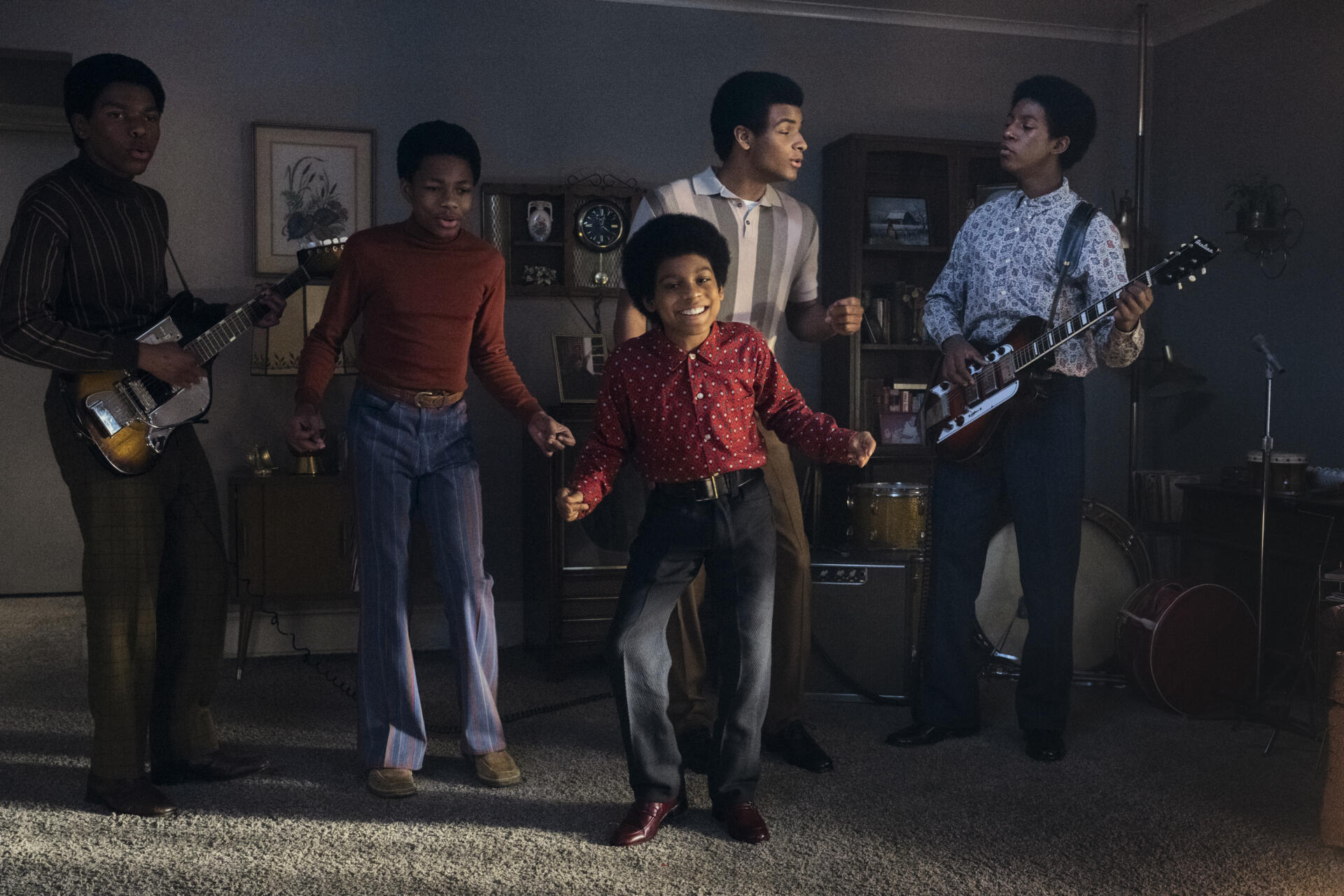 Judah Edwards as Young Tito, Jaylen Hunter as Young Marlon, Juliano Valdi as Young MJ, Nathaniel McIntyre as Young Jackie and Jayden Harville as Young Jermaine in "Michael." (Courtesy Glen Wilson/Lionsgate)