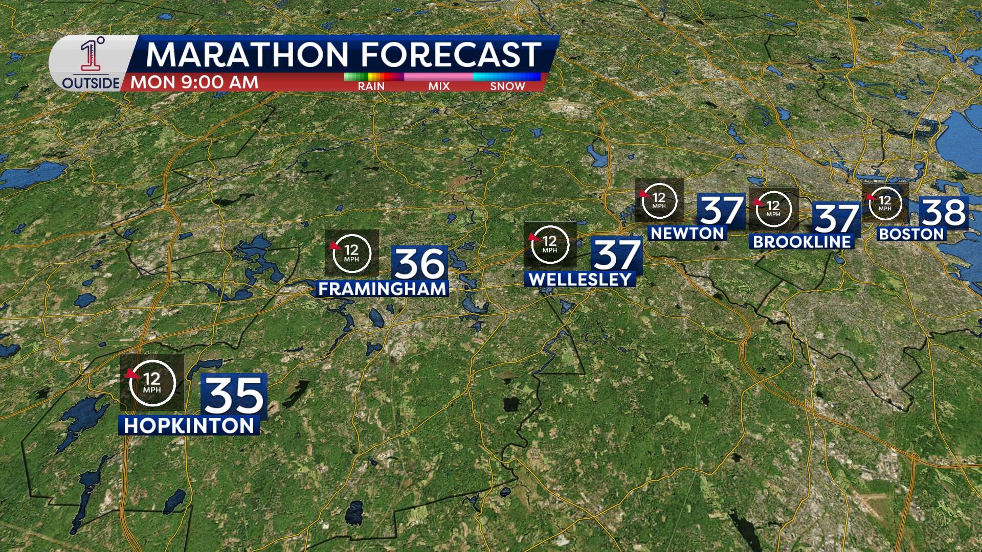 Boston Marathon forecast: A brisk day that's good for running, less good for cheering