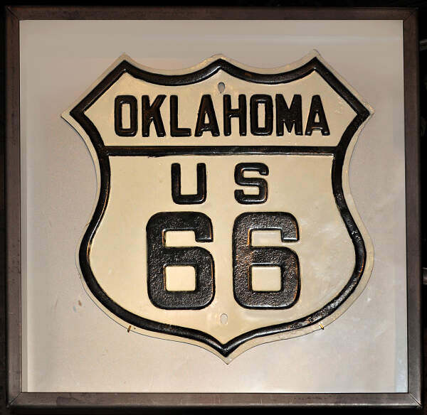 U.S. 66 Route Markerfrom Clinton, Okla. (Courtesy of the Smithsonian’s National Museum of American History, Gift of Oklahoma Department of Transportation)