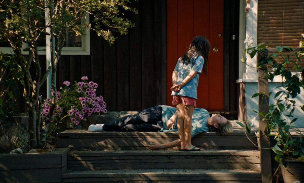Eylul Guven (standing) and Edik Beddoes in writer-director Sophy Romvari's film "Blue Heron." (Courtesy Janus Films)