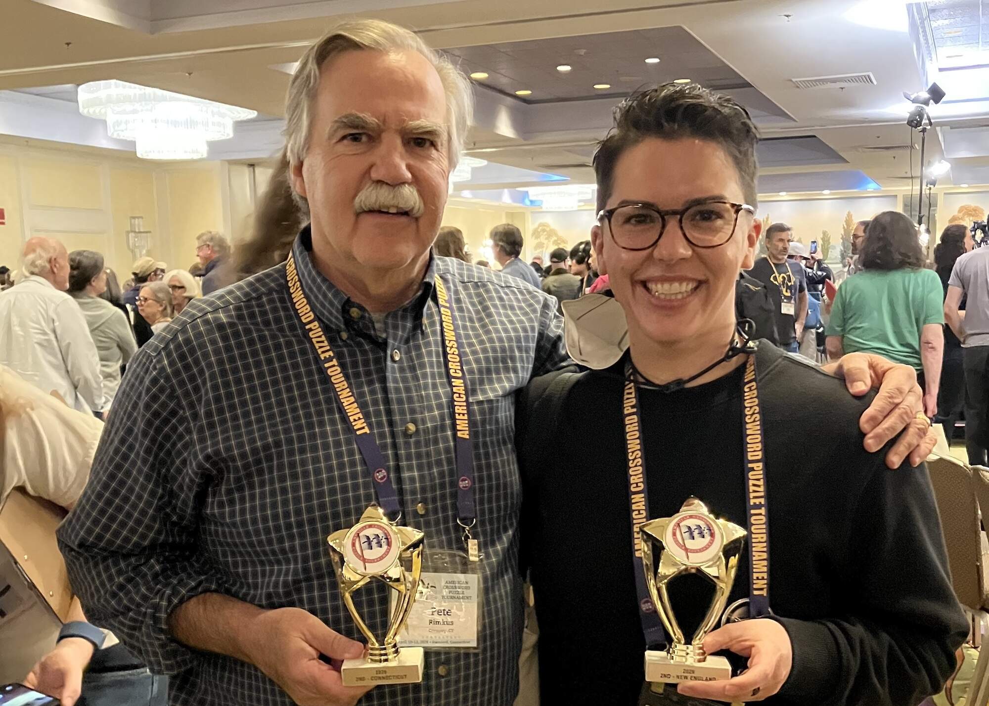 Pete Rimkus and his daughter Claire Rimkus each took home an award last month from the American Crossword Tournament. (Courtesy Claire Rimkus)