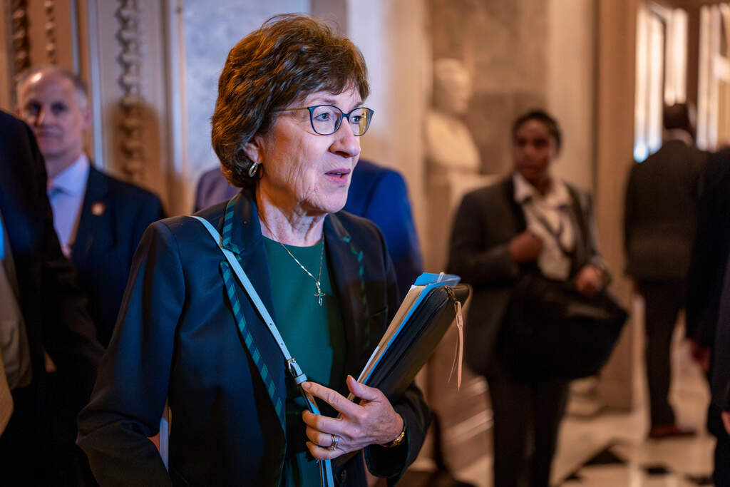 Sen. Susan Collins, R-Maine, departs the chamber at the Capitol in Washington on July 24, 2025. (J. Scott Applewhite/AP)