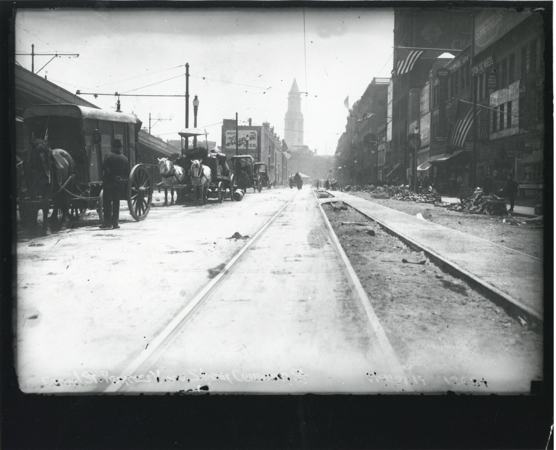 The view down Canal Street in Boston, taken around 1900. Today, North Station would be behind the photographer. (Courtesy of the West End Museum via the City of Boston archives.)