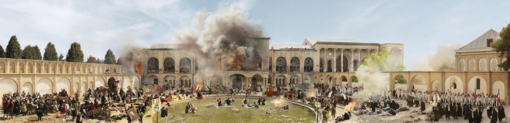 Azadeh Akhlaghi's "The Bombardment of the Parliament," Tehran | June 23, 1908. (Courtesy Azadeh Akhlaghi)