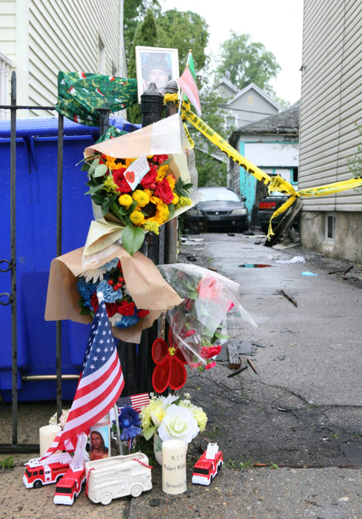 A sidewalk memorial as seen on Treadway Road in Dorchester on Monday, May 25, 2026. (Seth Daniel, Dorchester Reporter)
