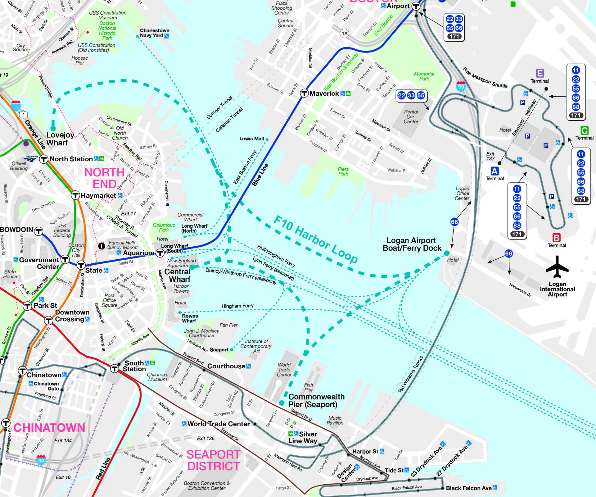 A map of the MBTA's new "Harbor Loop" ferry route launching June 29. (MBTA)