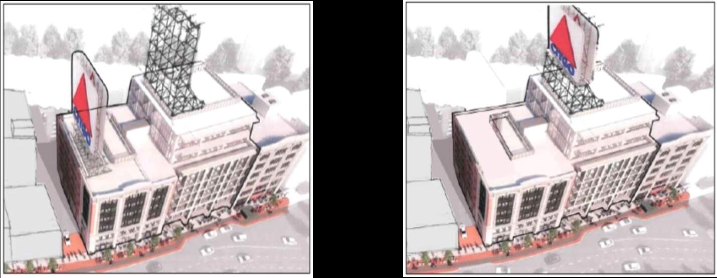 A rendering displaying the Citgo sign's planned relocation.