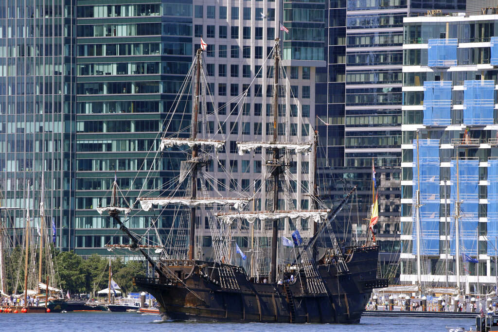 A Tall Ship makes its way out of Boston Harbor the morning after Sail Boston 2017 drew to a close Thursday, June 22, 2017, in Boston. (Stephan Savoia/AP Photo)