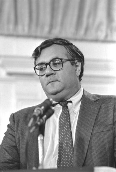 Barney Frank during a debate in Wellesley, on Oct. 5, 1982. (Bill Polo/AP file)