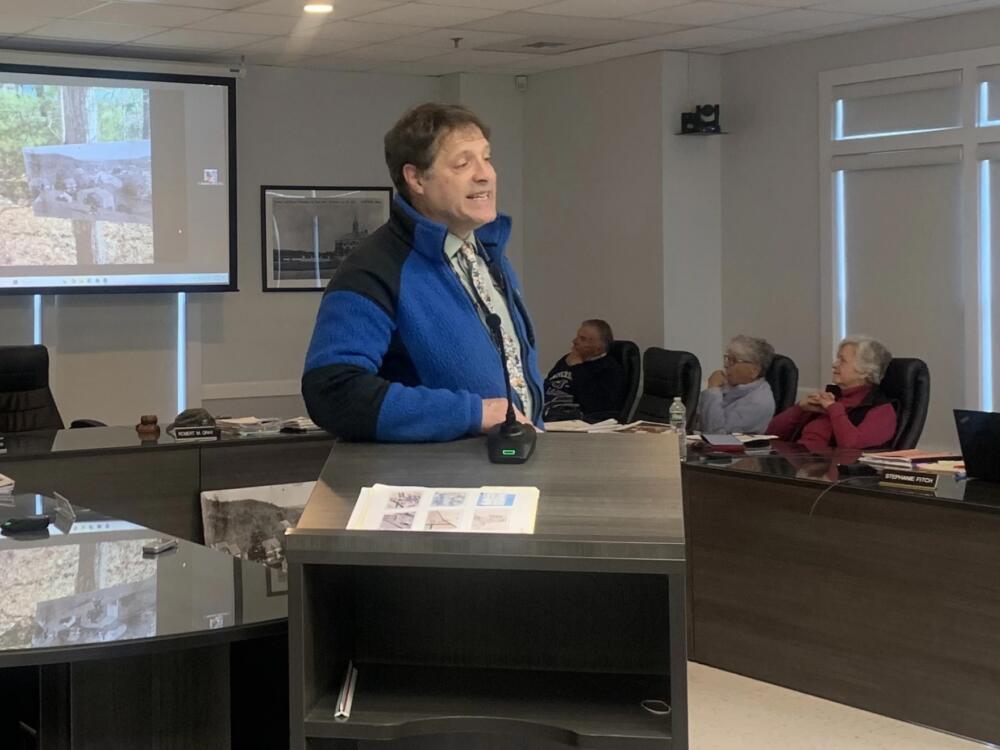 Dr. John Steinberg presented the findings of the study at Burying Hill to the Bourne Conservation Commission and members of the public. (Gilda Geist/CAI)