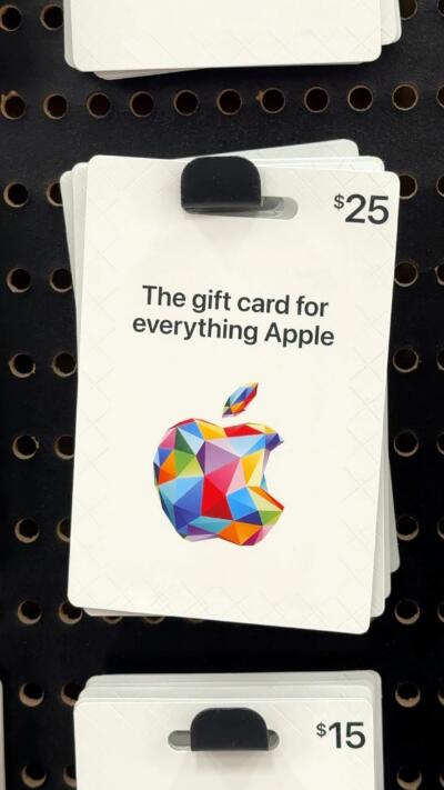 Apple gift cards for sale at Target in Concord, N.H. as seen on May 12, 2026. (Elena Eberwein/NHPR)