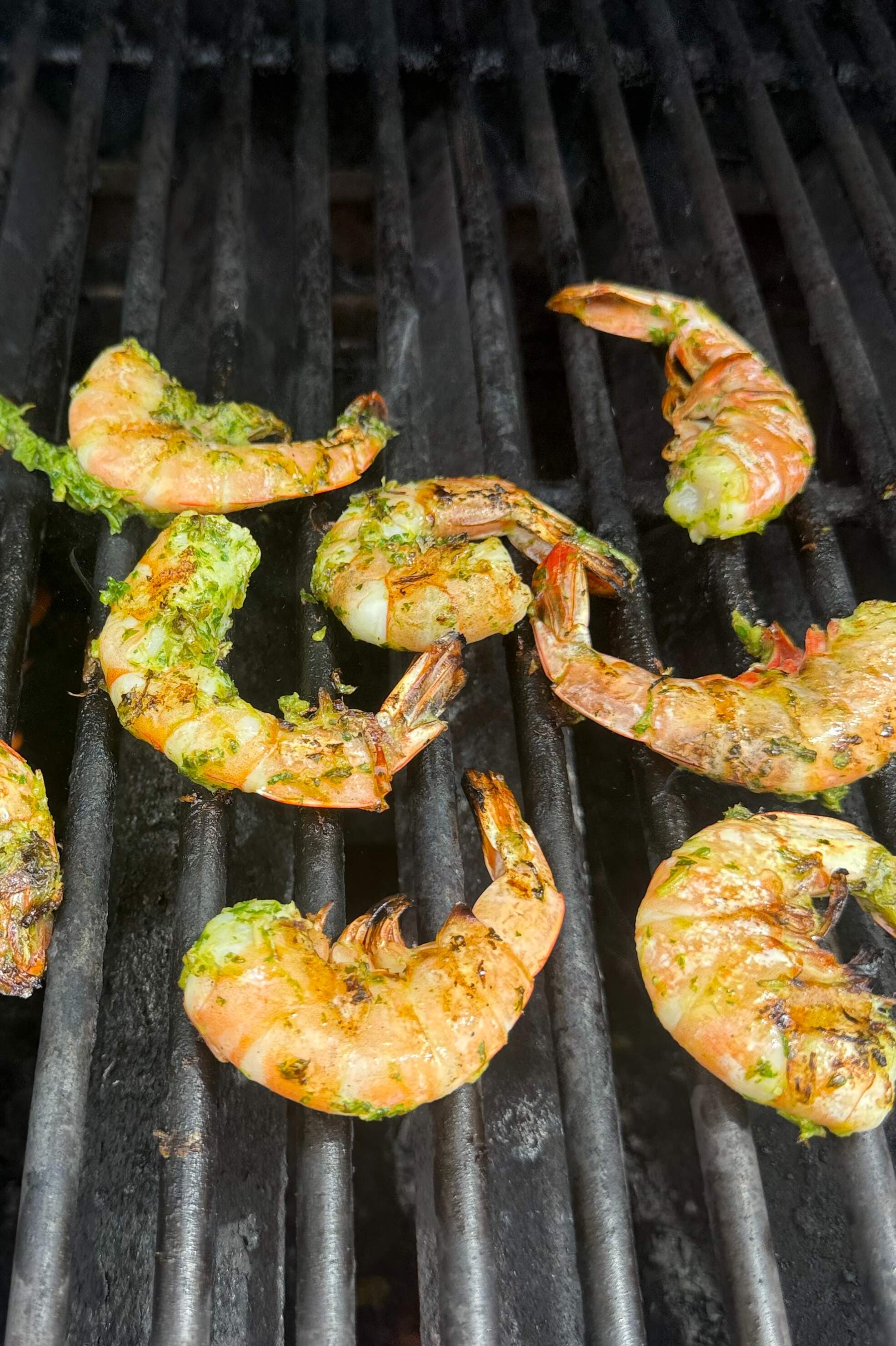 Shrimp on the grill. (Kathy Gunst/Here & Now)