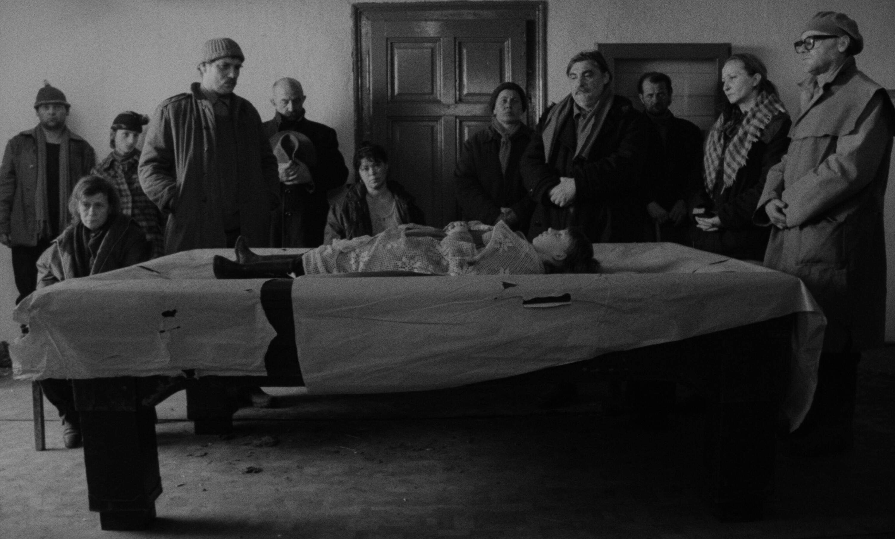 A still from Béla Tarr and László Krasznahorkai's 1994 film “Sátántangó.” (Courtesy Arbelos Films)