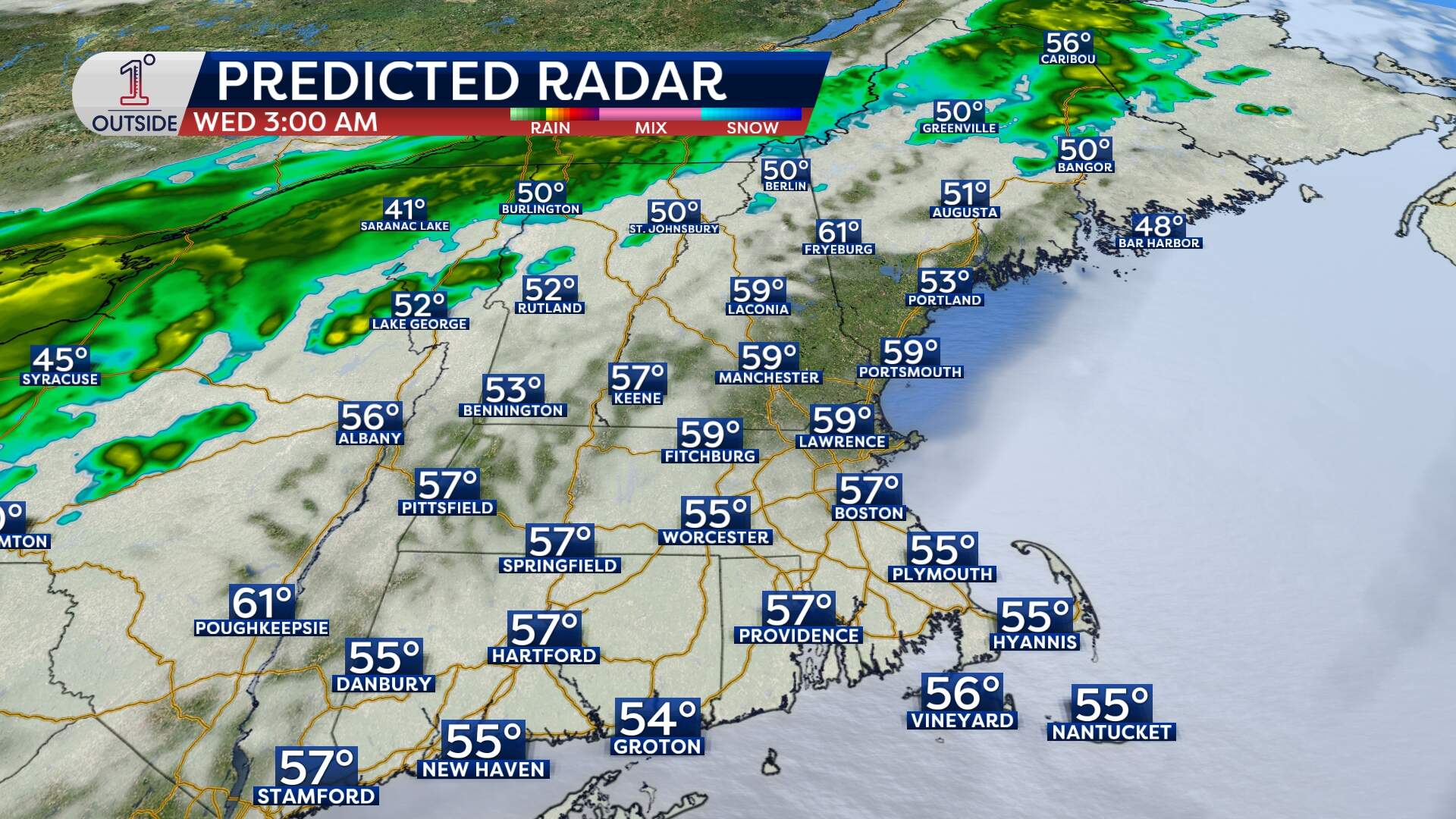 Predicted radar for Wednesday, May 6 at 3 a.m. (Danielle Noyes/1DegreeOutside)