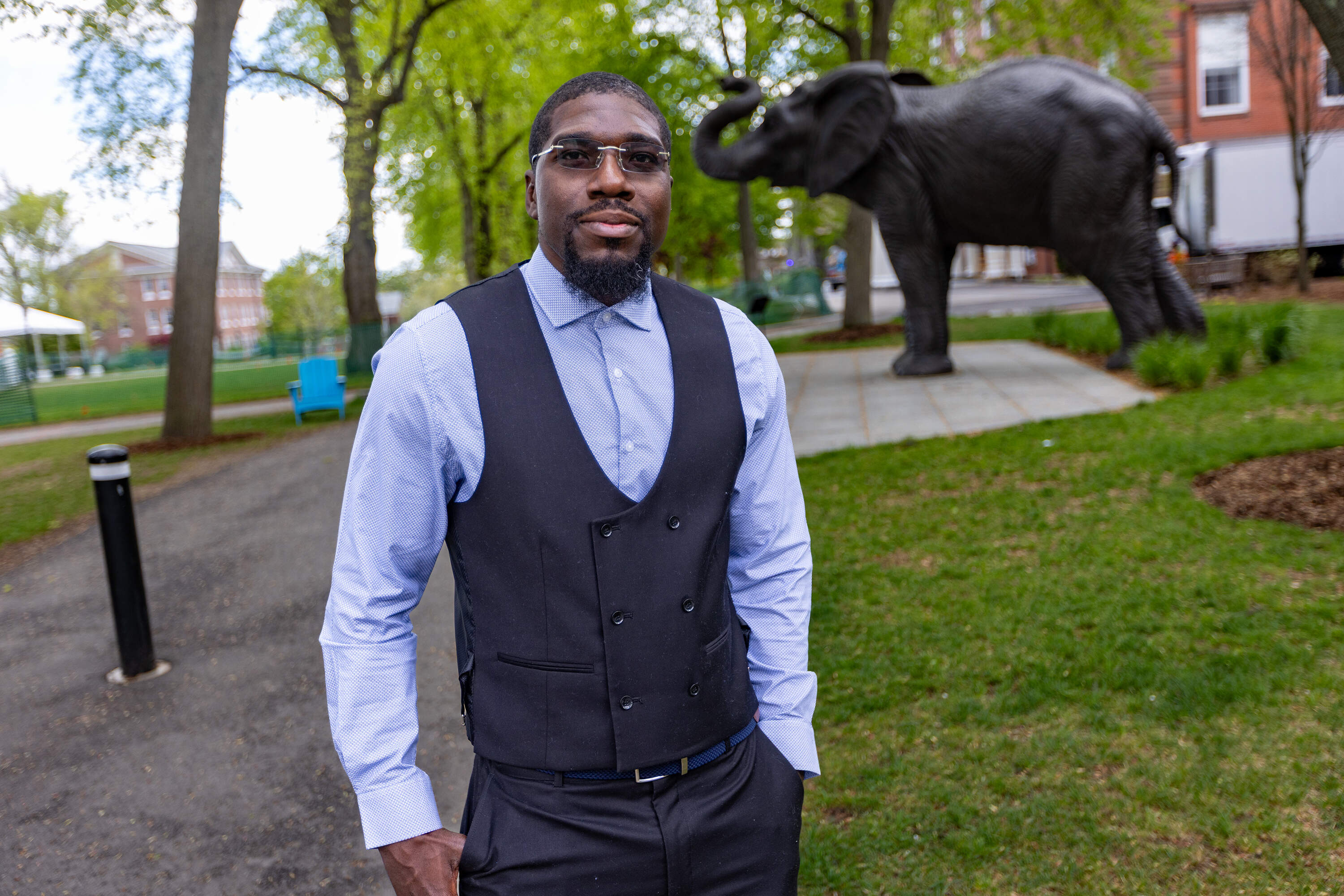 Jamar Leaston at Tufts University. (Jesse Costa/WBUR)