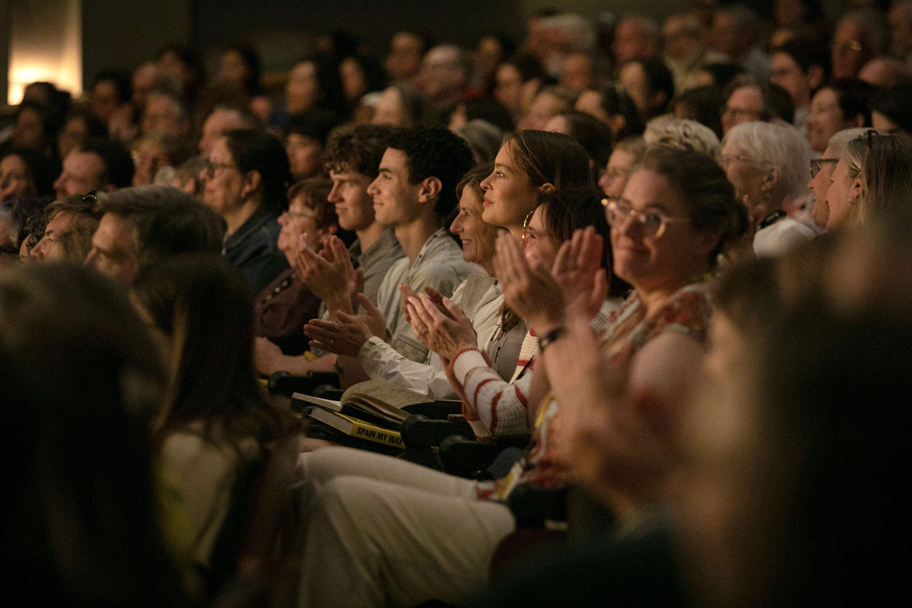 Audience members applaud at a session at the WBUR Festival in Boston. (Robin Lubbock/WBUR)