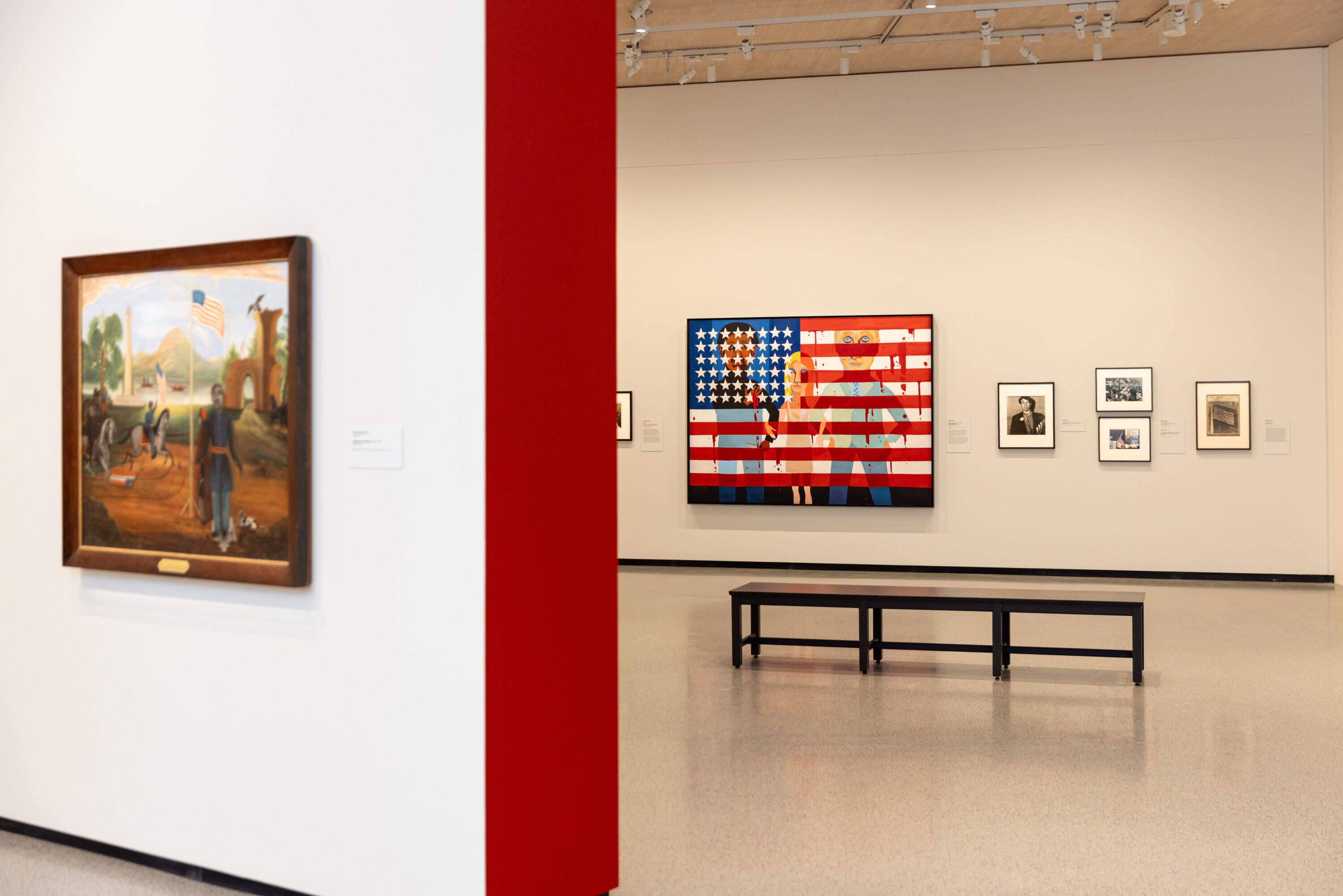 A brand new exhibition, “American Icon: The US Flag in Art” opens ahead of the 250th anniversary of the United States of America at the National Gallery of Art in Washington, D.C. (Farrah Skeiky for NPR)