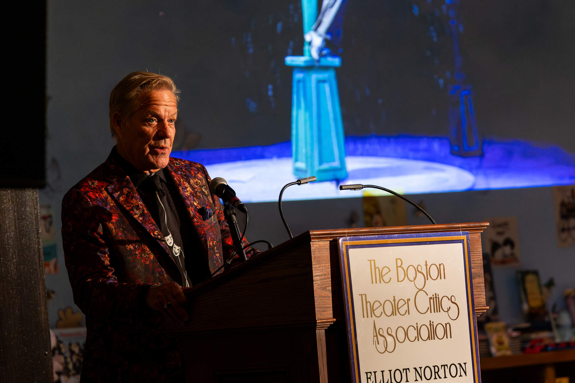 Bill Hanney accepting the 2026 Elliot Norton Prize for Sustained Excellence. (Courtesy Nile Hawver/Nile Scott Studios)