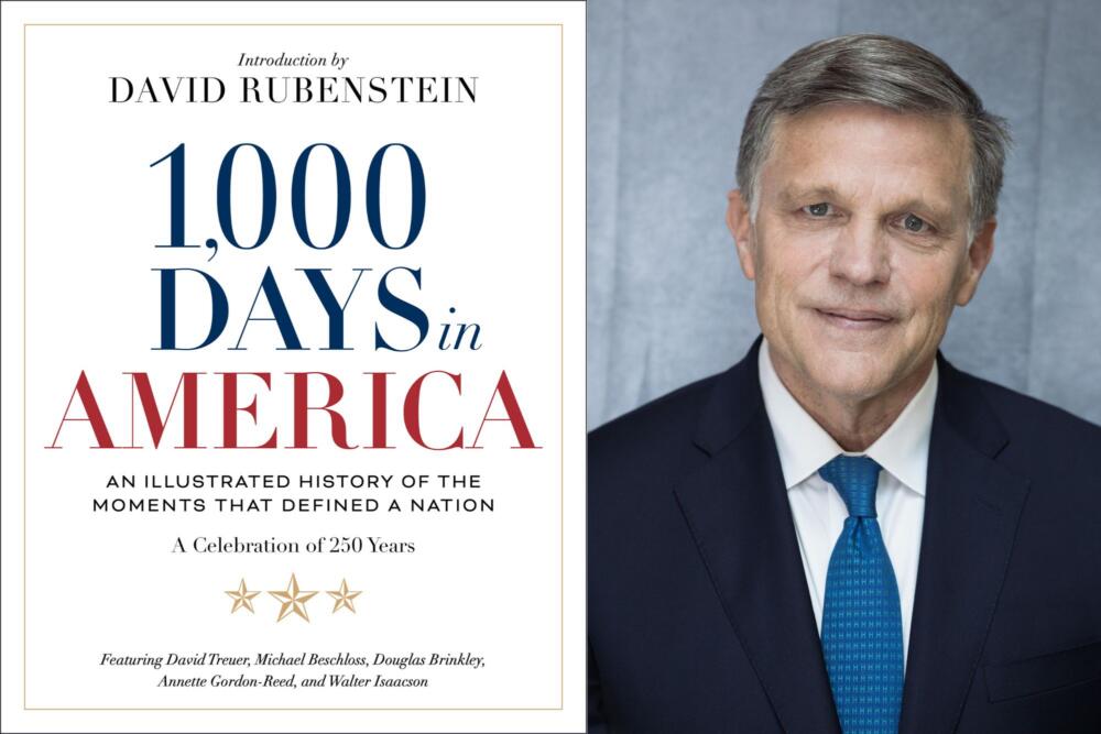 The cover of '1,000 Days in America' and contributor Douglas Brinkley. (Courtesy of National Geographic and Moore Huffman)